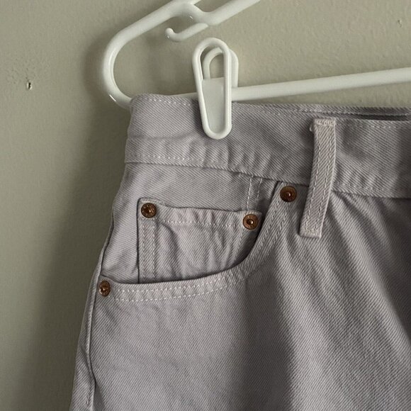 Levis Women 28 Brushed Lilac Denim Button Fly High Rise Cutoff 501 Jean Shorts - Picture 5 of 10